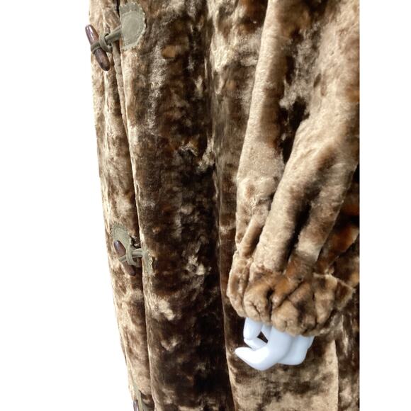 VTG Made In Italy Women’s Coat SZ L Crushed Velvet Toggle Closures Side Pockets - Picture 6 of 8